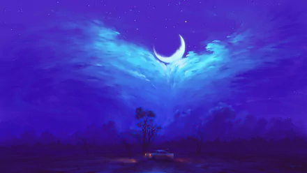 crescent artistic night HD Desktop Wallpaper | Background Image