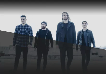 HD desktop wallpaper featuring the band Beartooth with members standing side by side against a blended background.
