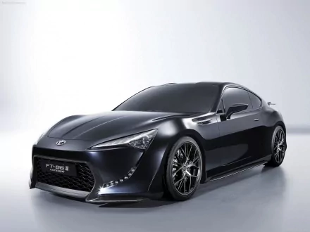 A sleek black Toyota FT-86 concept car showcased as a high-definition PC desktop wallpaper and background.