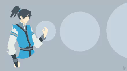 Minimalist HD PC desktop wallpaper featuring Yang Kai from the anime Martial Peak, showcasing him in a dynamic martial arts pose against a muted gray background.