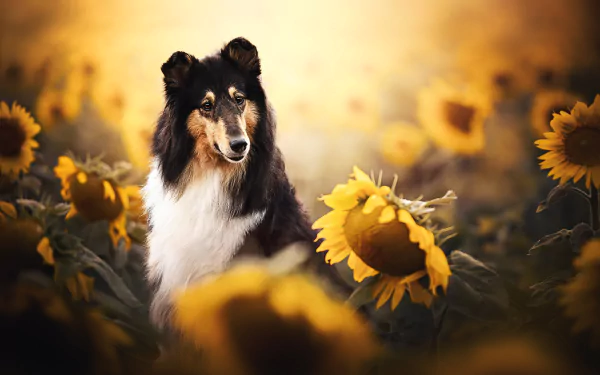 sunflower Animal scottish shepherd HD Desktop Wallpaper | Background Image