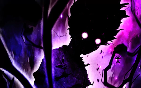HD desktop wallpaper featuring Shigeo Kageyama from Mob Psycho 100 anime, with a Phonk style, dark and vibrant colors.