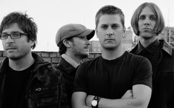 HD desktop wallpaper featuring the band Matchbox Twenty in a black and white group portrait.
