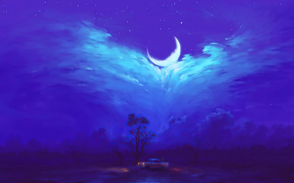 crescent artistic night HD Desktop Wallpaper | Background Image