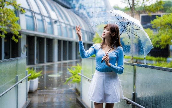 Women Asian Umbrella Brunette HD Wallpaper | Background Image