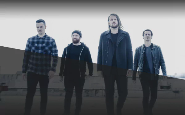 HD desktop wallpaper featuring the band Beartooth with members standing side by side against a blended background.