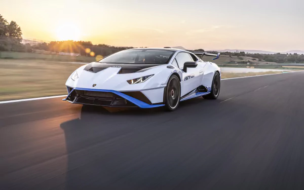 supercar white car vehicle Lamborghini Huracán STO HD Desktop Wallpaper | Background Image
