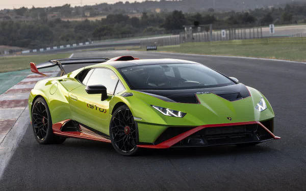 green car supercar vehicle Lamborghini Huracán STO HD Desktop Wallpaper | Background Image