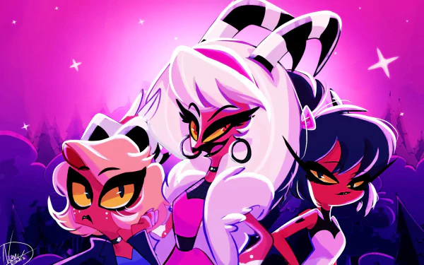 Moxxie (Helluva Boss) Millie (Helluva Boss) Blitzo (Helluva Boss) TV Show helluva boss HD Desktop Wallpaper | Background Image