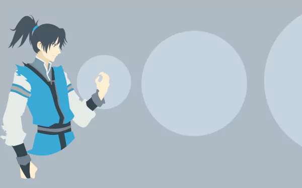 Minimalist HD PC desktop wallpaper featuring Yang Kai from the anime Martial Peak, showcasing him in a dynamic martial arts pose against a muted gray background.