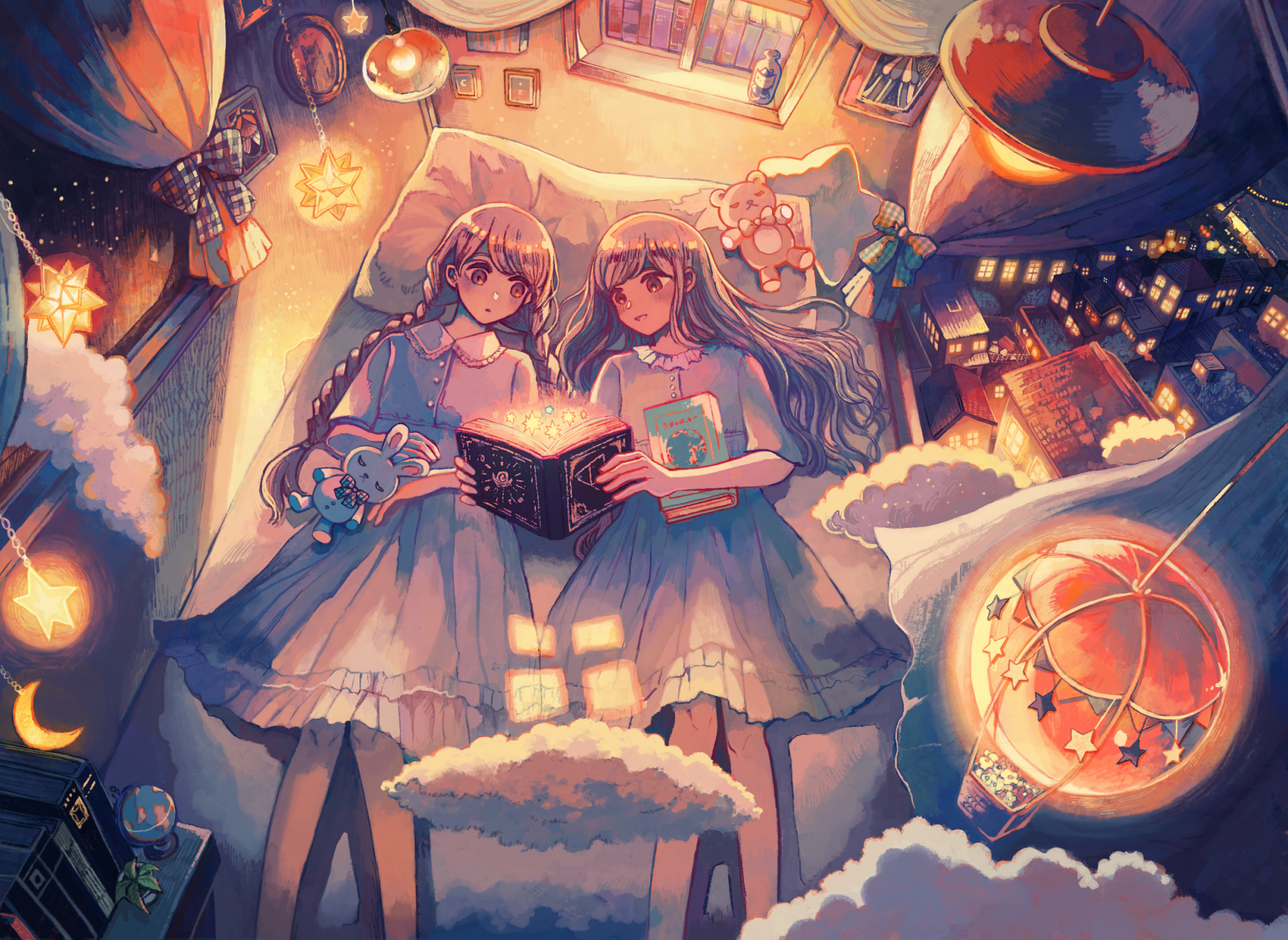 Download Night Anime Girl Anime Girl Anime Night HD Wallpaper by りしゃ