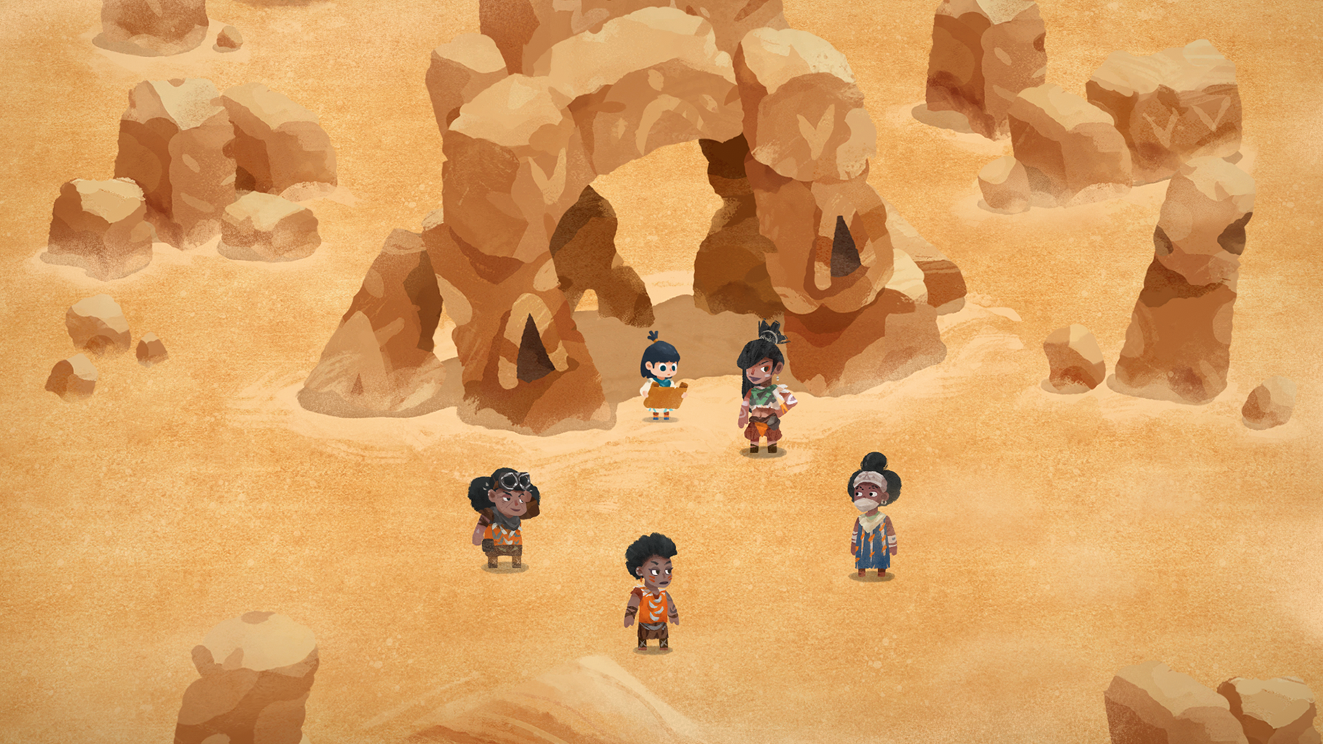 HD desktop wallpaper featuring Carto characters in a desert landscape.