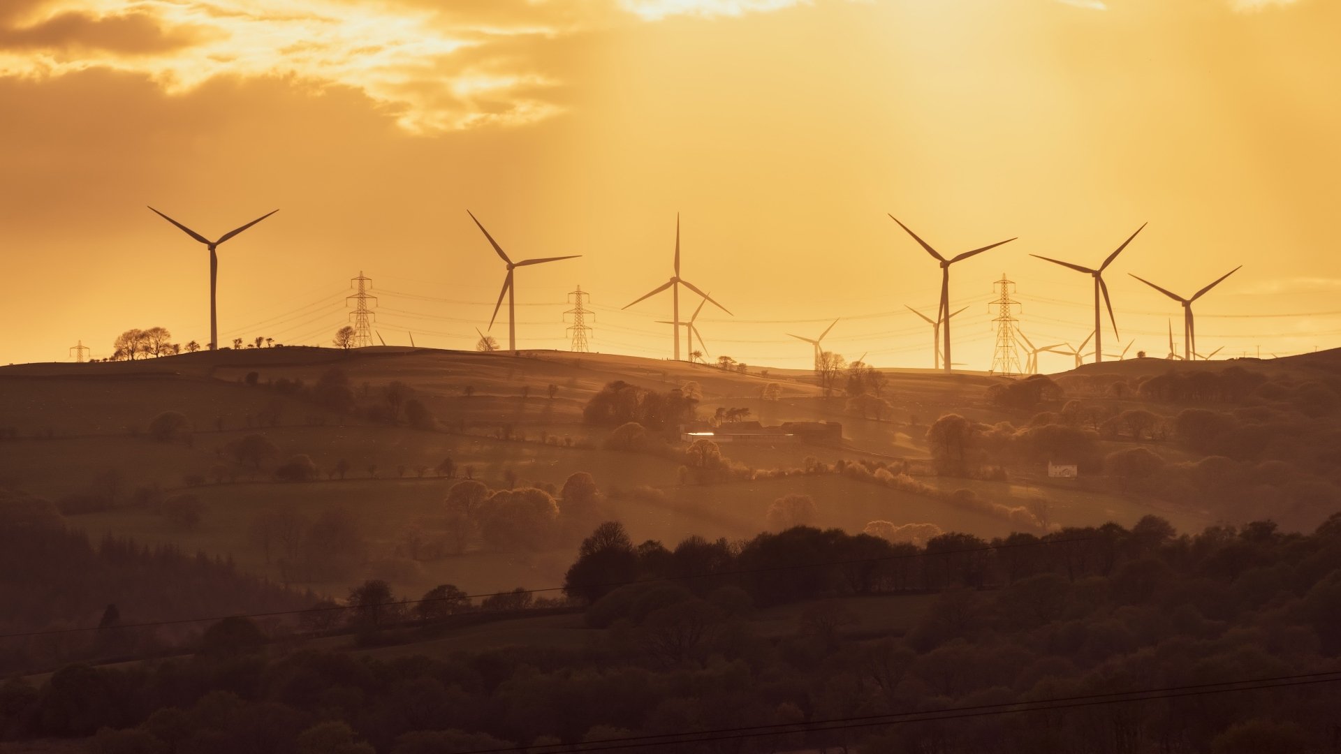 Download Sunset Man Made Wind Turbine 4k Ultra HD Wallpaper