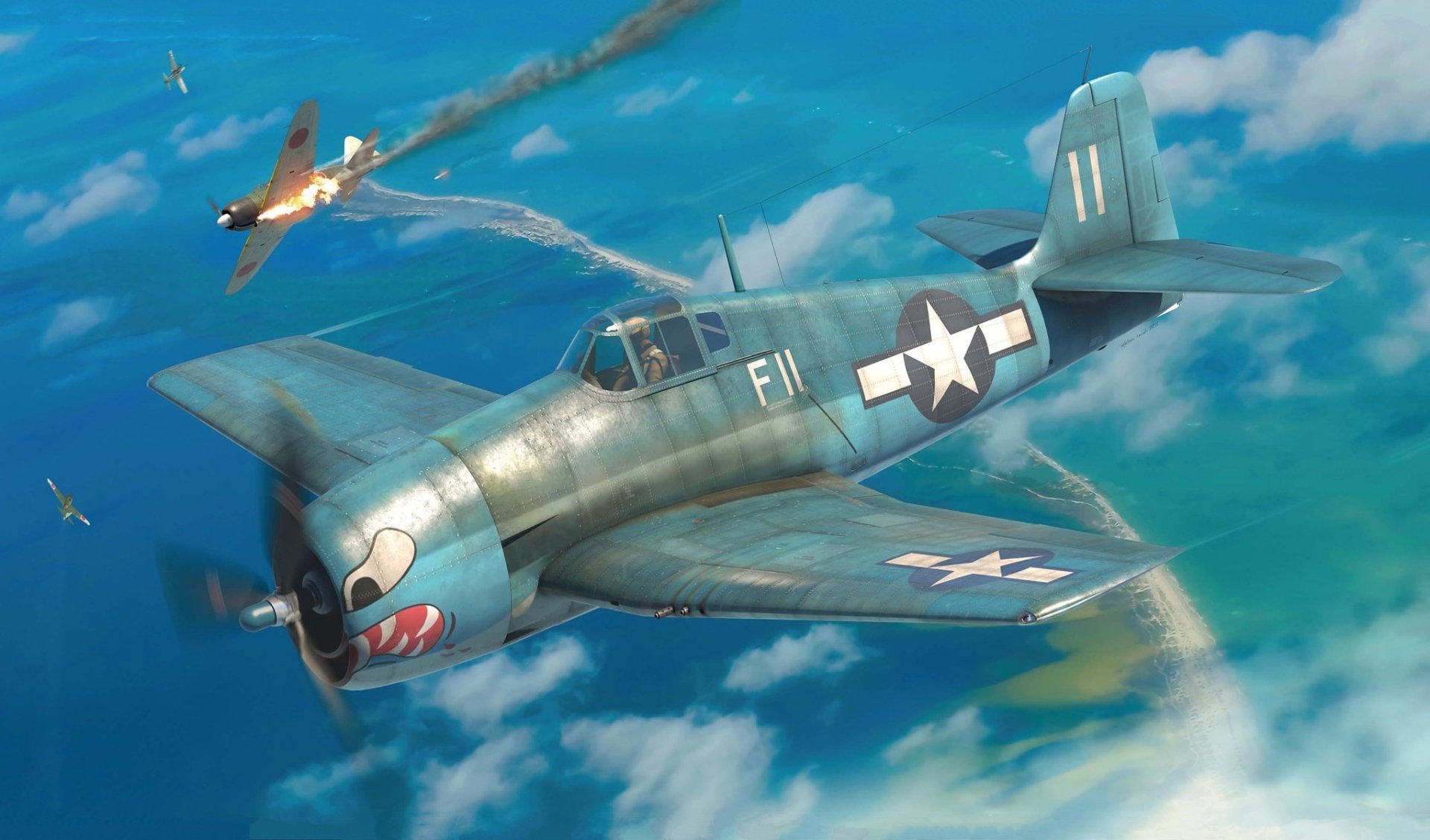 Download Warplane Military Grumman F6F Hellcat HD Wallpaper