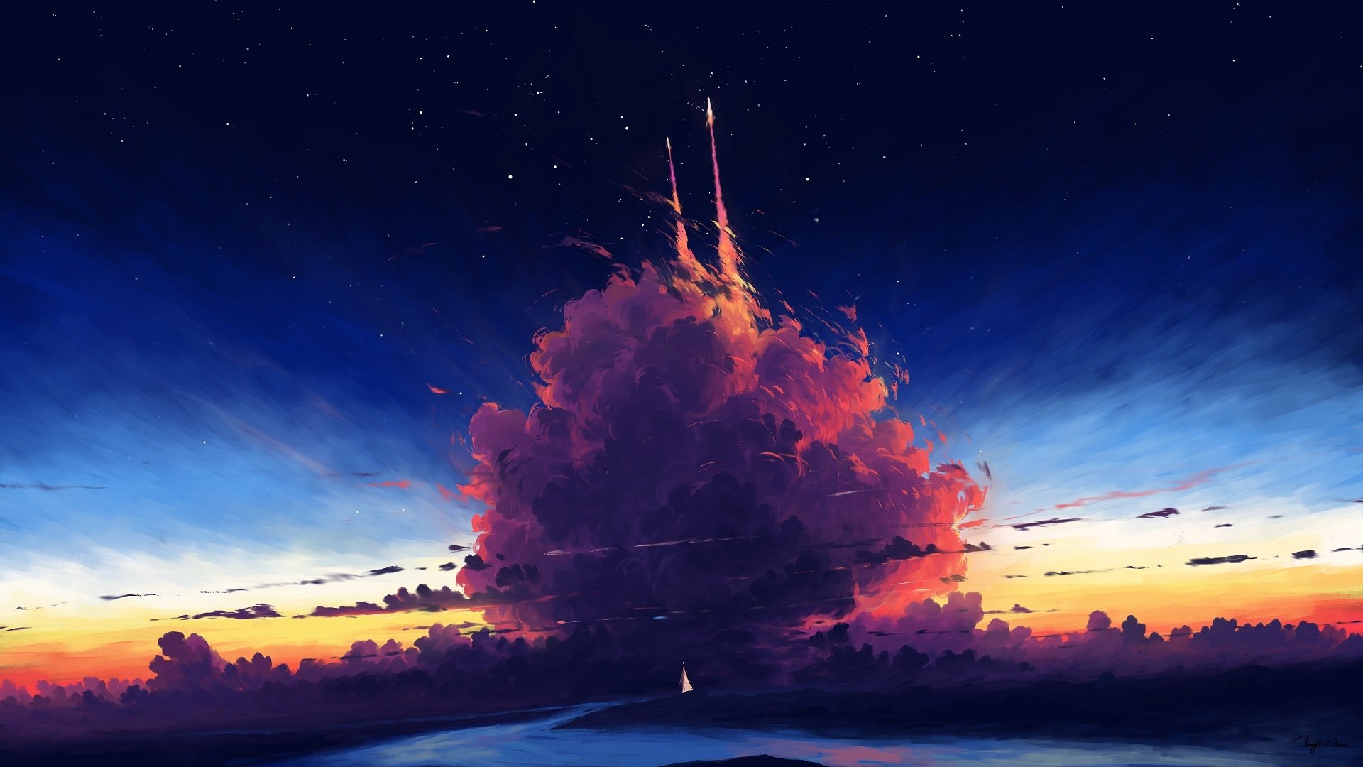 Artistic Skybound Rocket HD Wallpaper by BisBiswas