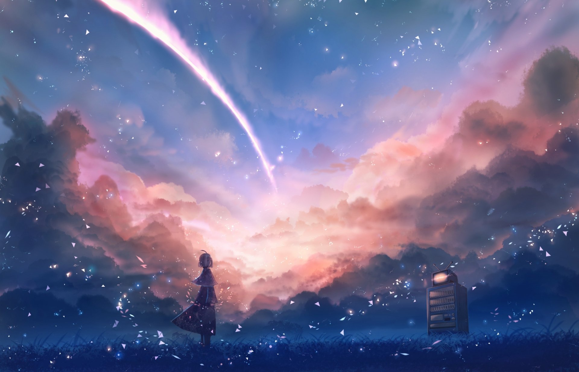 Download Cloud Shooting Star Anime Girl Anime Girl HD Wallpaper
