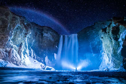 night nature Skógafoss HD Desktop Wallpaper | Background Image