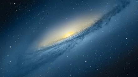 HD Sci-Fi desktop wallpaper by Apple Inc. featuring a stunning view of a galaxy with twinkling stars in space.
