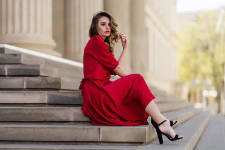 red dress woman model HD Desktop Wallpaper | Background Image