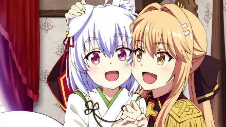 Anime wallpaper featuring Tomoe Inui and Liscia Elfrieden from How a Realist Hero Rebuilt the Kingdom in 4K Ultra HD quality for PC desktop background.