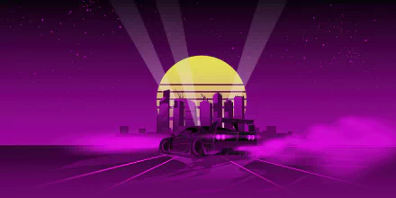 Ferrari violet artistic retrowave HD Desktop Wallpaper | Background Image