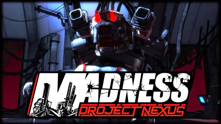 HD wallpaper of 'MADNESS: Project Nexus' featuring armored character in dynamic pose with game logo.