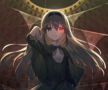 Homura Akemi from Puella Magi Madoka Magica featured in a detailed 4K Ultra HD anime wallpaper with dramatic lighting and a mysterious atmosphere.