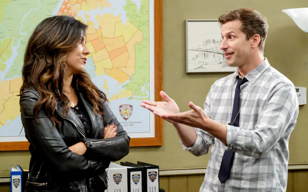 Stephanie Beatriz Andy Samberg TV Show Brooklyn Nine-Nine HD Desktop Wallpaper | Background Image