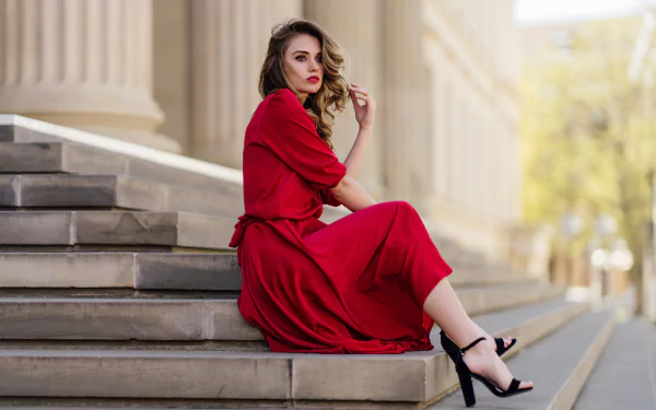 red dress woman model HD Desktop Wallpaper | Background Image