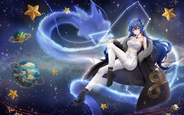 Anime Virtual Youtuber Blue Hair HD Wallpaper | Background Image
