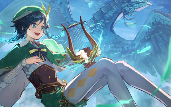 Venti (Genshin Impact) Dvalin (Genshin Impact) video game Genshin Impact HD Desktop Wallpaper | Background Image