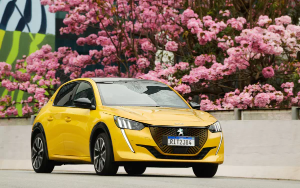 supermini electric car vehicle Peugeot e-208 GT HD Desktop Wallpaper | Background Image