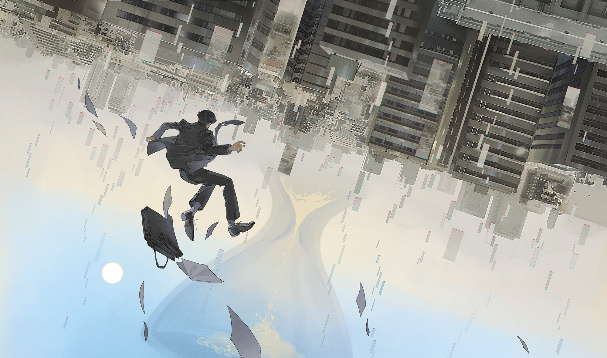 Anime Guy Falling From Sky