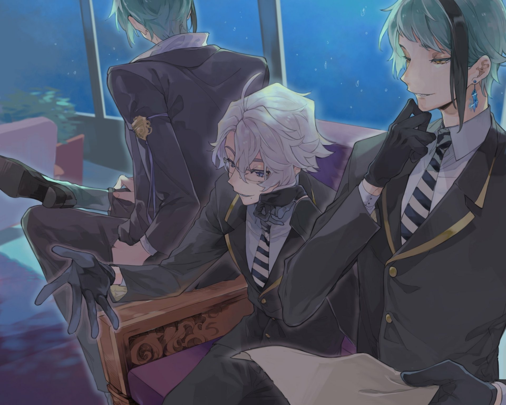 Download Jade Leech Floyd Leech Azul Ashengrotto Video Game Twisted Wonderland HD Wallpaper