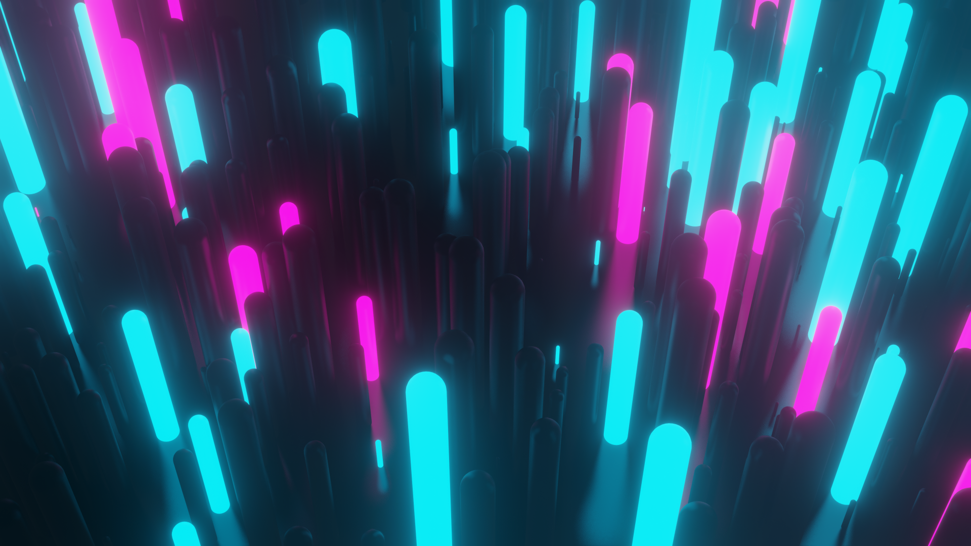Vibrant 3D abstract design with glowing pink and blue vertical bars, rendered in stunning 4K Ultra HD for a dynamic PC desktop wallpaper and background.