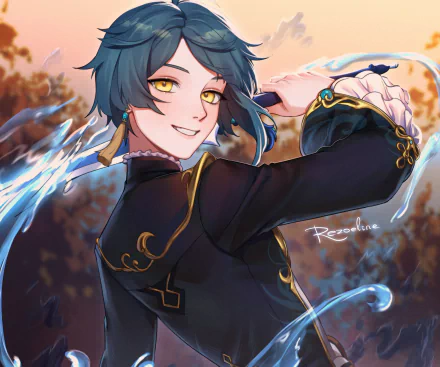 Xingqiu (Genshin Impact) video game Genshin Impact HD Desktop Wallpaper | Background Image