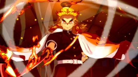 Kyojuro Rengoku video game Demon Slayer -Kimetsu no Yaiba- The Hinokami Chronicles HD Desktop Wallpaper | Background Image