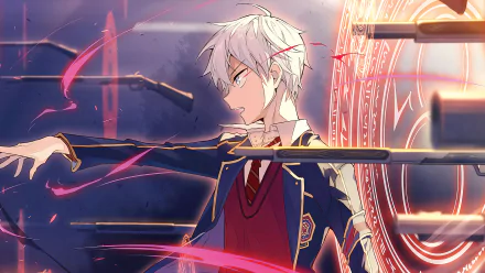 Lugh Tuatha Dé from The World's Finest Assassin Gets Reincarnated in Another World as an Aristocrat, depicted in vibrant anime style with dynamic magical effects, 4K Ultra HD wallpaper.