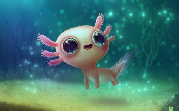 Fantasy Animal Fantasy Animals Axolotl HD Wallpaper | Background Image