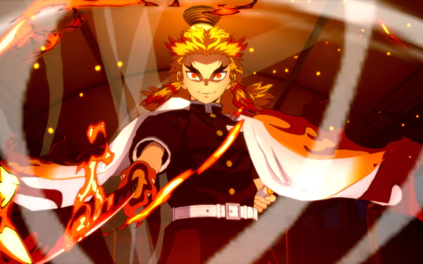 Kyojuro Rengoku video game Demon Slayer -Kimetsu no Yaiba- The Hinokami Chronicles HD Desktop Wallpaper | Background Image
