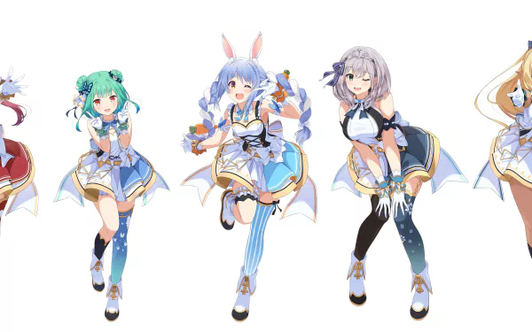 hololive Usada Pekora Uruha Rushia Shirogane Noel Shiranui Flare Houshou Marine Anime Virtual Youtuber HD Desktop Wallpaper | Background Image