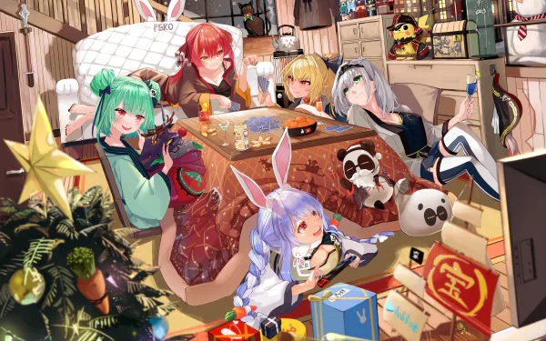 hololive Usada Pekora Uruha Rushia Shirogane Noel Shiranui Flare Houshou Marine Anime Virtual Youtuber HD Desktop Wallpaper | Background Image