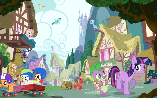 Big Macintosh Fluttershy (My Little Pony) Rainbow Dash Sweetie Belle Apple Bloom Scootaloo (My Little Pony) Spike (My Little Pony) Twilight Sparkle TV Show My Little Pony: Friendship Is Magic HD Desktop Wallpaper | Background Image