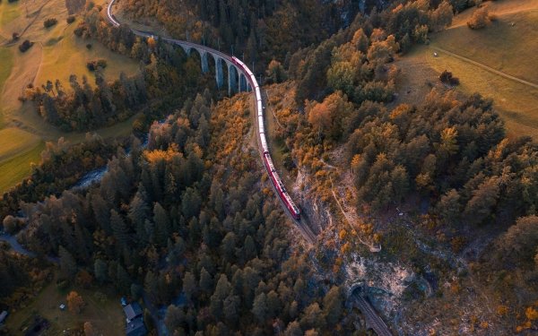 Vehicles Train Switzerland Aerial HD Wallpaper | Background Image