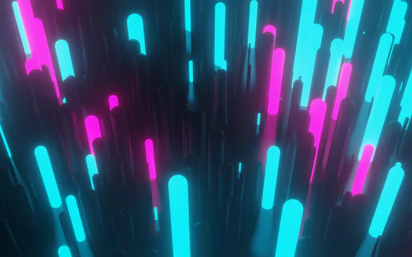 Vibrant 3D abstract design with glowing pink and blue vertical bars, rendered in stunning 4K Ultra HD for a dynamic PC desktop wallpaper and background.