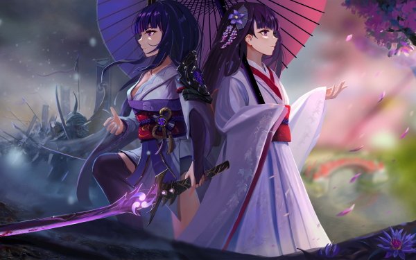 Video Game Genshin Impact Baal Raiden Shogun Raiden Makoto Kimono HD Wallpaper | Background Image