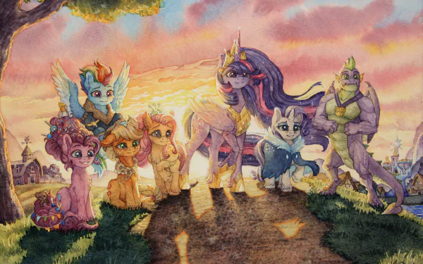 Pinkie Pie Rainbow Dash Applejack (My Little Pony) Fluttershy (My Little Pony) Spike (My Little Pony) Rarity (My Little Pony) Twilight Sparkle TV Show My Little Pony: Friendship Is Magic HD Desktop Wallpaper | Background Image