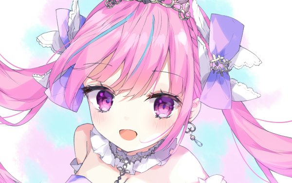 Anime Virtual Youtuber Minato Aqua Hololive Pink Hair Purple Eyes HD Wallpaper | Background Image