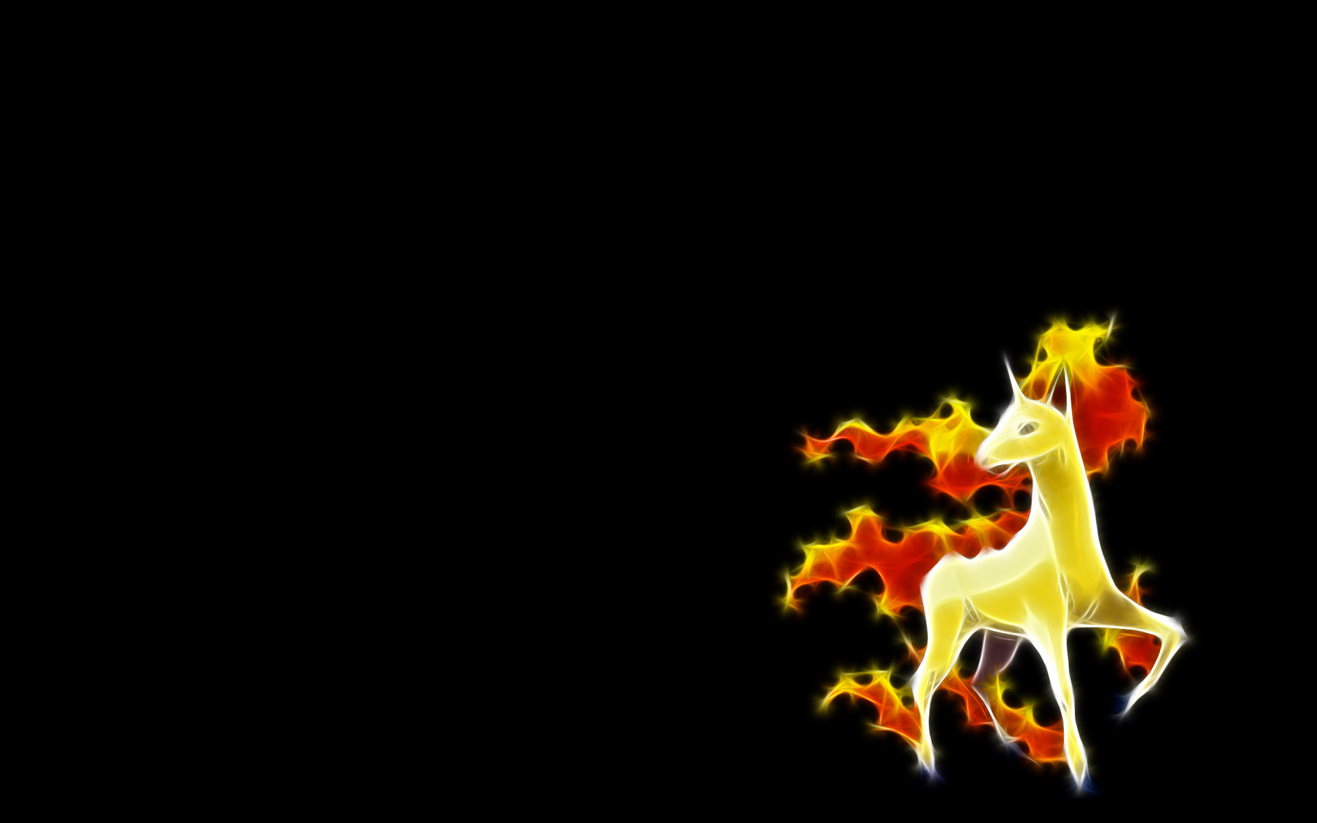 A majestic fire Pokémon, Rapidash, from the Pokémon franchise, galloping in an anime-style setting.