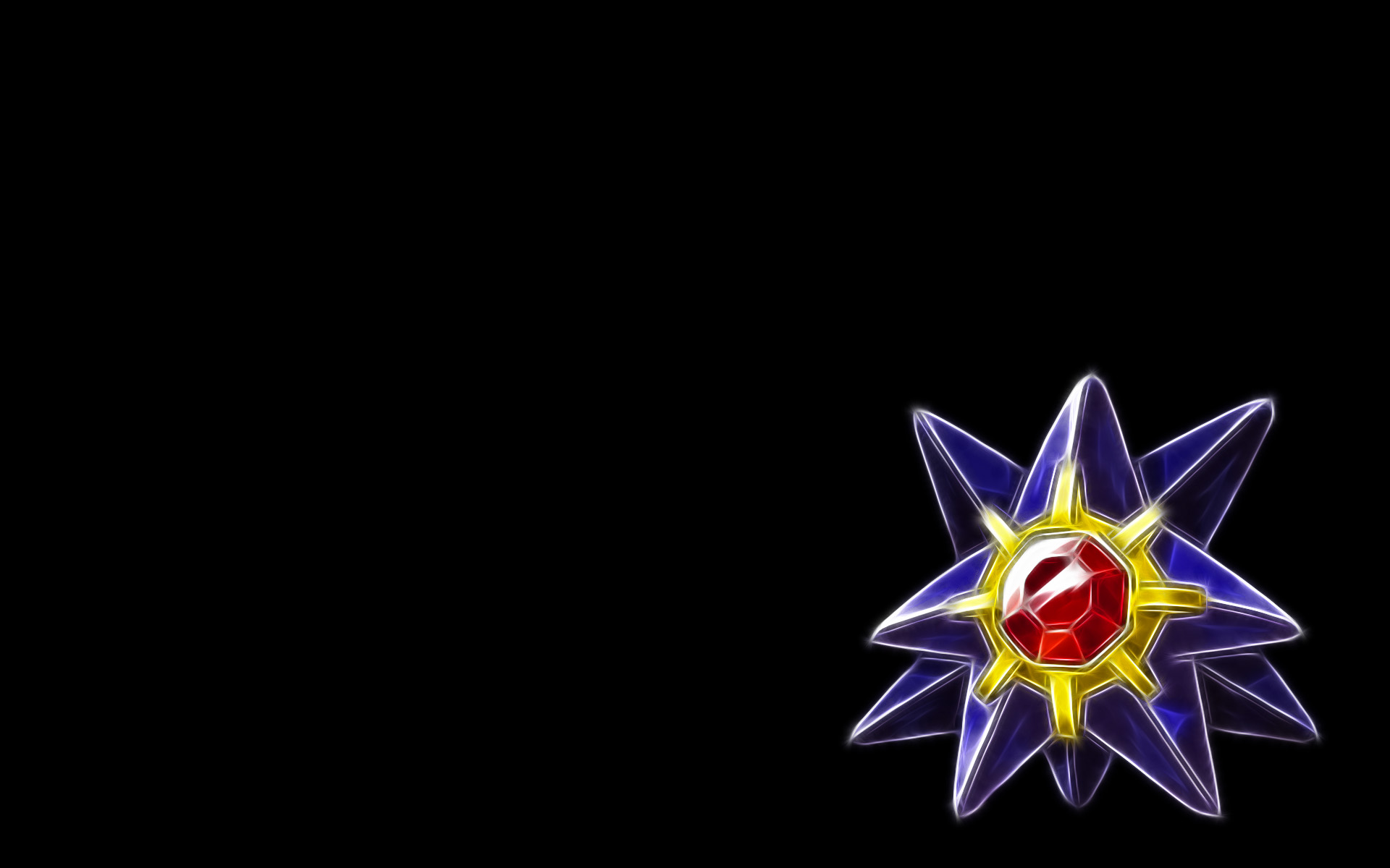 Starmie, a Water-type Pokémon, from the Anime, Pokémon, portrayed as a desktop wallpaper.